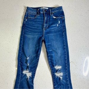 A&F Women’s The Super Skinny Ankle High Rise Jeans - Destroyed. Size 0R or 25.
